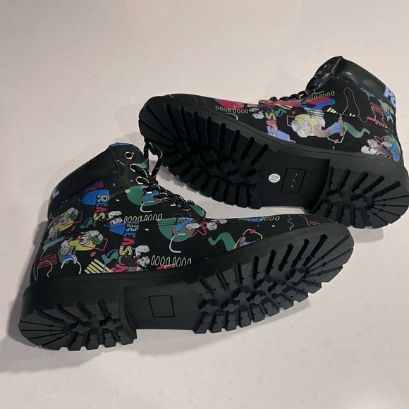 Popeye X Reason Collab Faux Suede Graffiti Print Boots‎ Black Mens 10 New main image 4